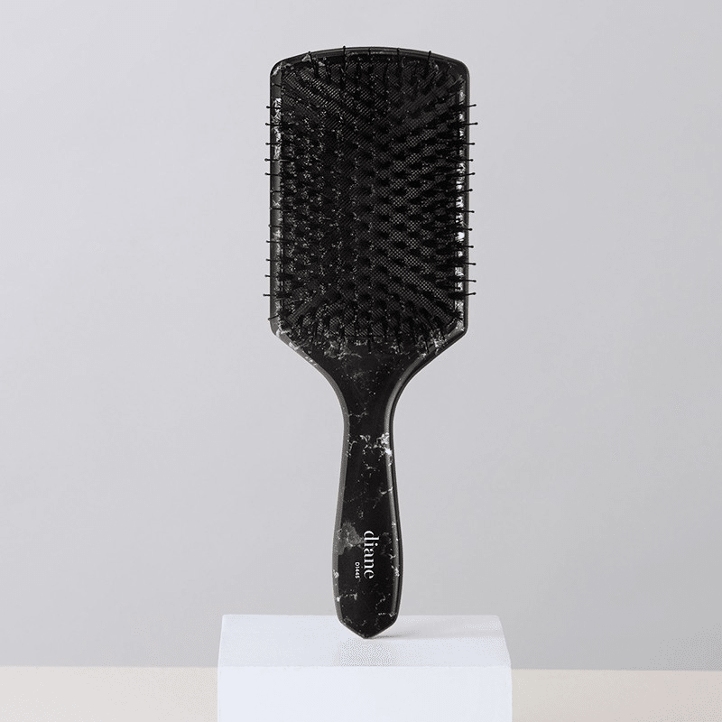 Black Marble Square Paddle Brush