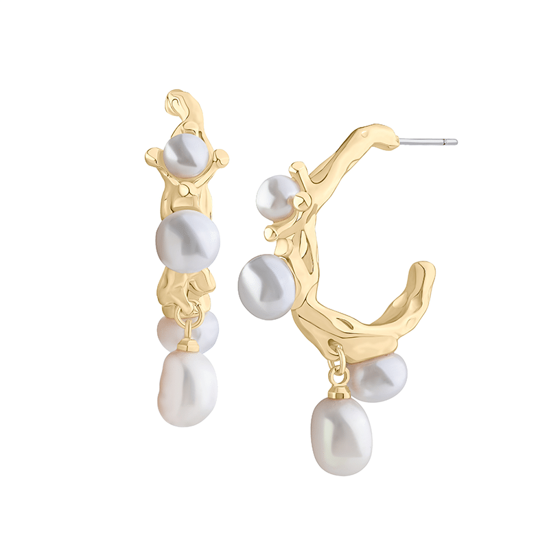 Baroque Pearl Hoop Earrings