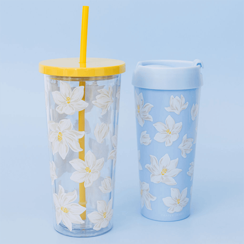 Tumbler with Straw, Magnolia