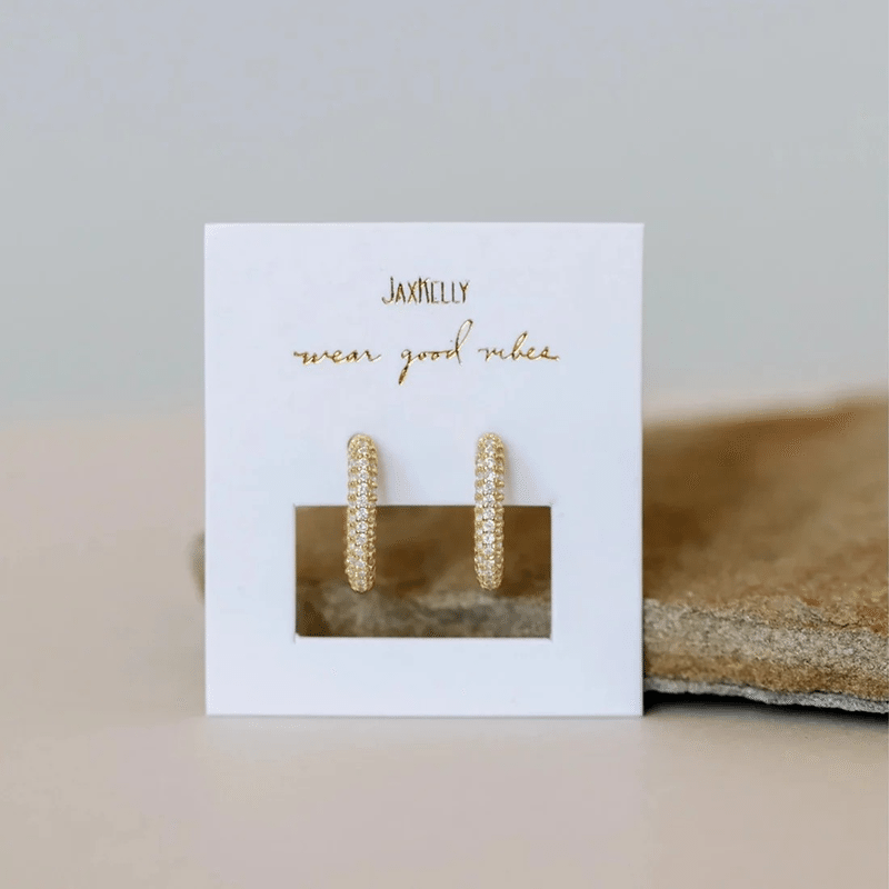 Gold Hoop - Pave Gold Earrings