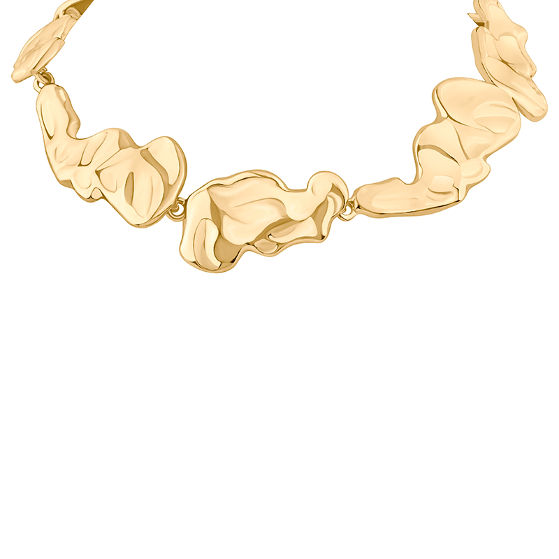 Organic Sculpted Choker Necklace - Gold