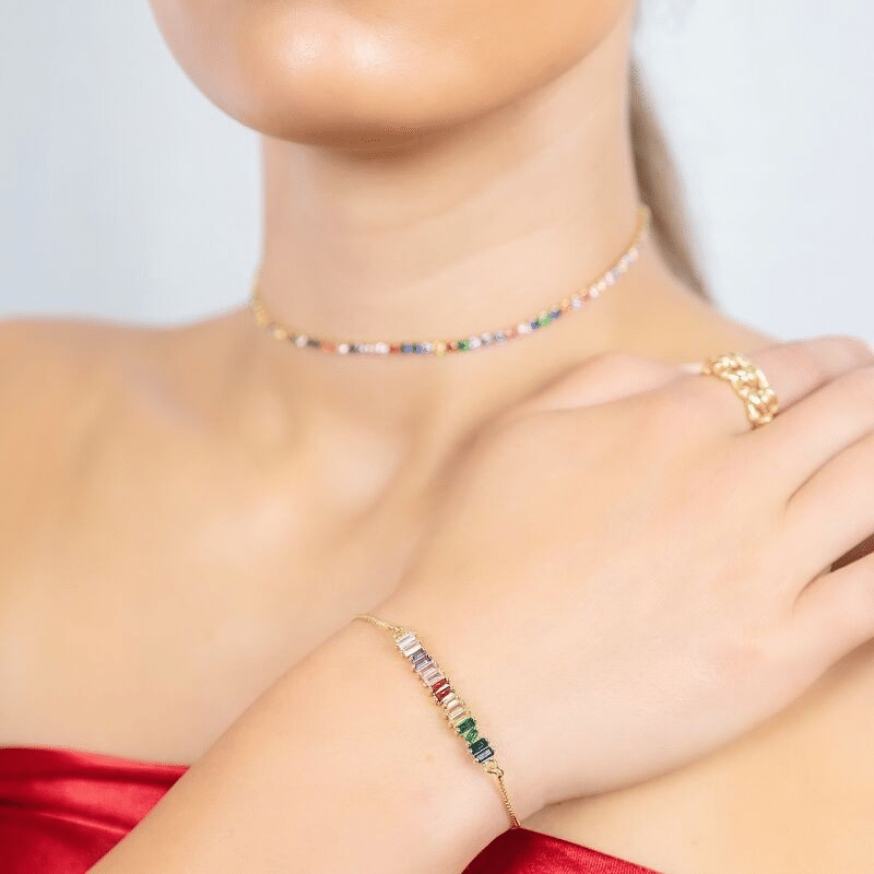 Stainless Steel Rosy Bar Bracelet