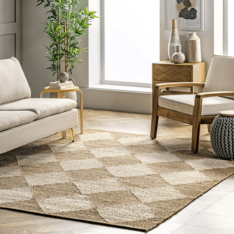 Louie Diamond Checkerboard Jute Area Rug