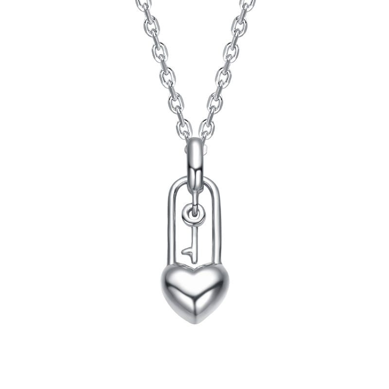 Gold Plated Heart Lock and Key Pendant Necklace