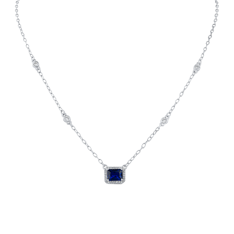 3 Cttw Emerald Cz Stations Necklace
