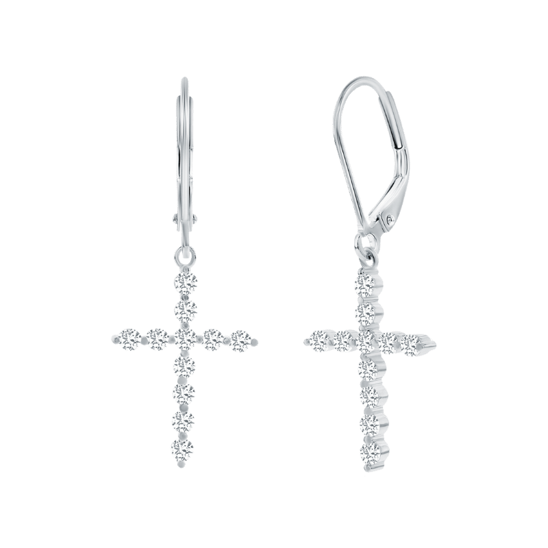 Picture of Sterling SIlver Crystal Cross Earrings