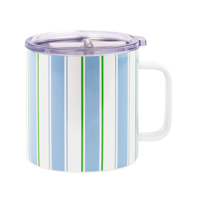 Stainless Steel Coffee Mug, Daisy Stripe