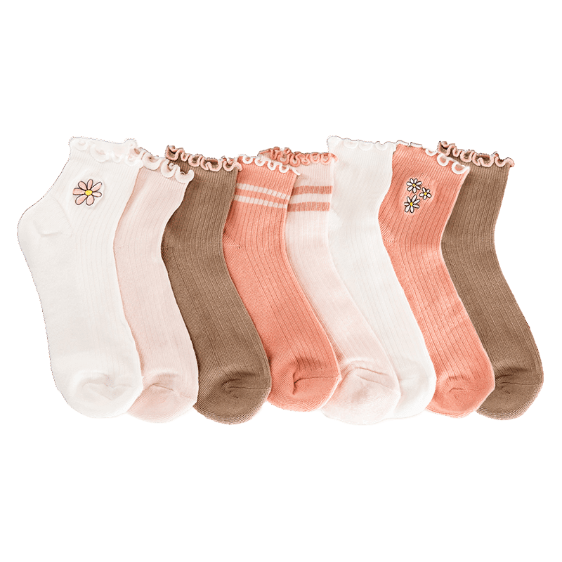 8pk Half Cushion Lettuce Edge Anklets