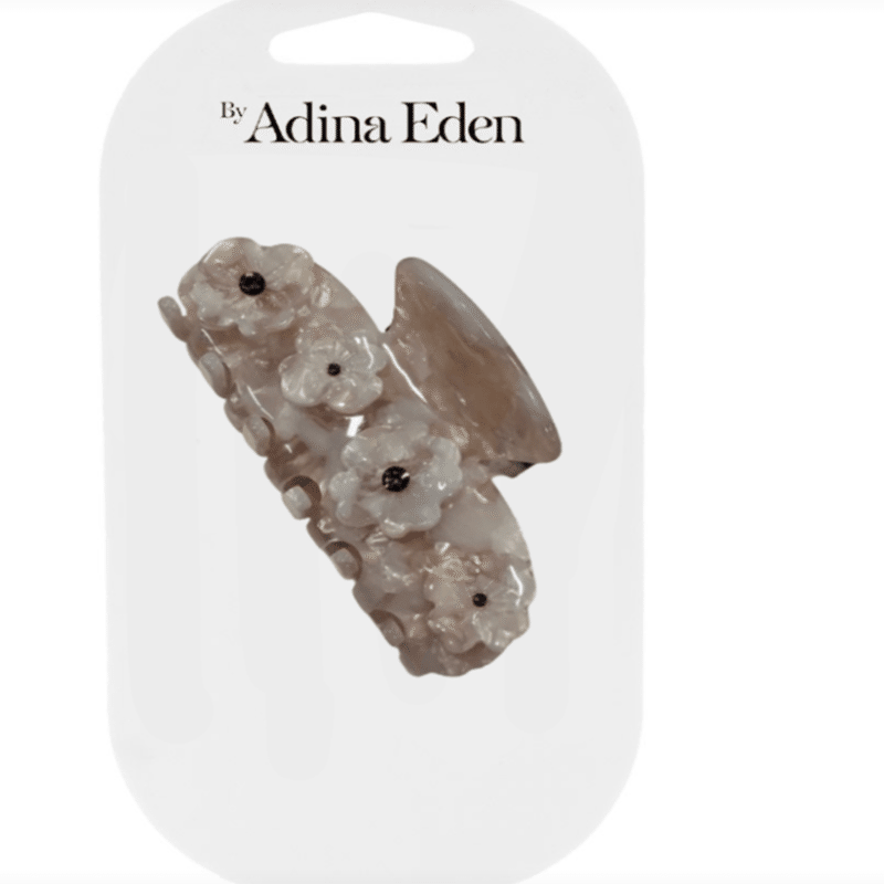 Pink & White Flower Accented Claw Clip