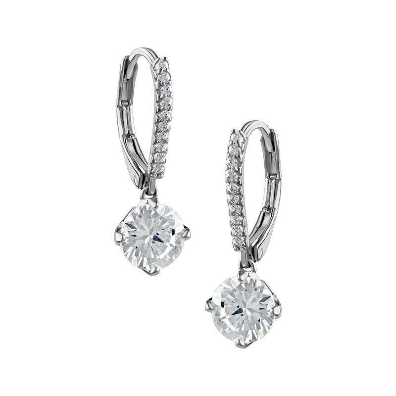 4 Cttw CZ Round Drop Leverback Earrings