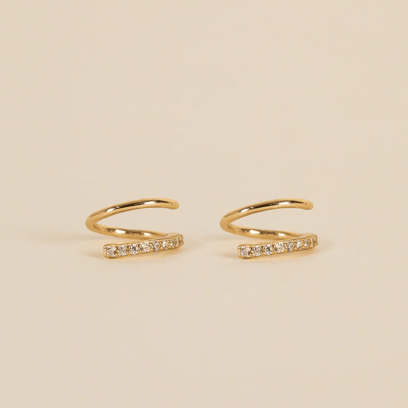 Pave Spiral - Gold Earrings
