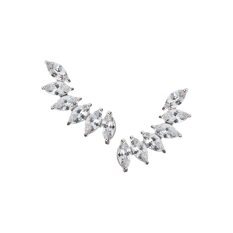 2 Cttw Marquise Cz Curved Earrings