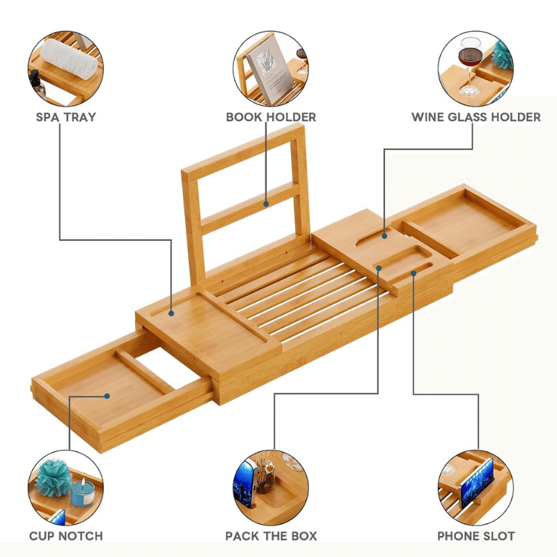 Expanding Bamboo Bath Caddy Tray