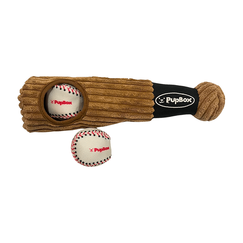 Baseball Bat & Ball Burrow Plush Dog Toy