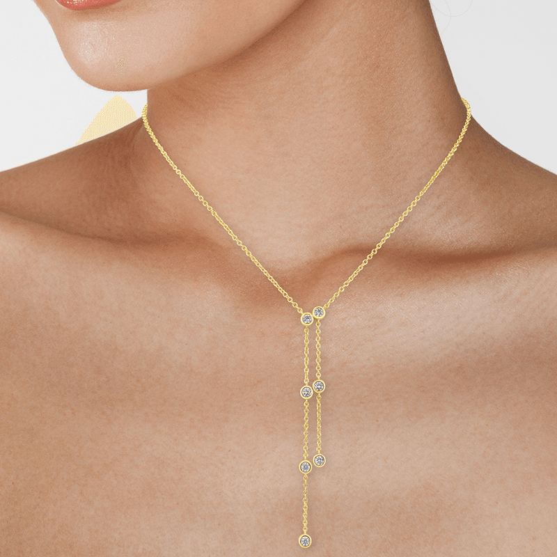 1 Cttw Bezel CZ Double Front Drop Necklace