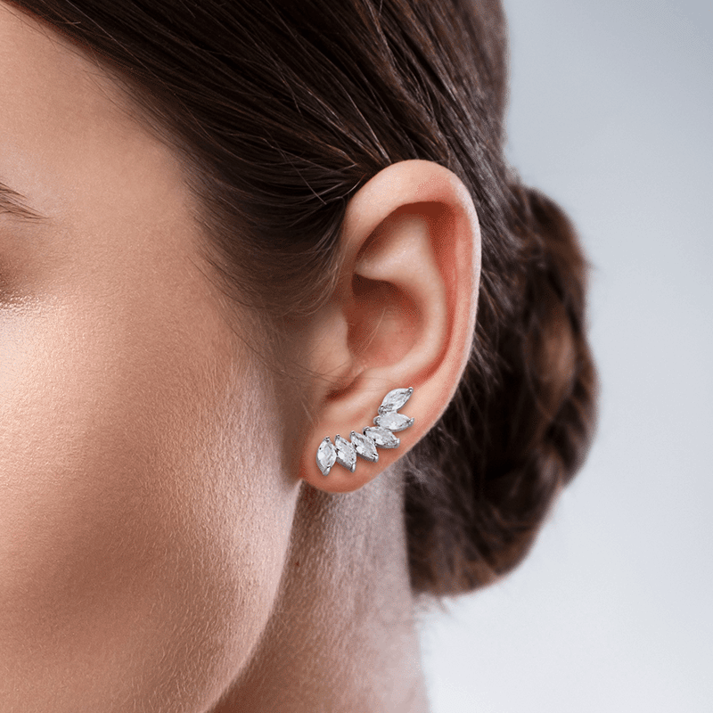 2 Cttw Marquise Cz Curved Earrings