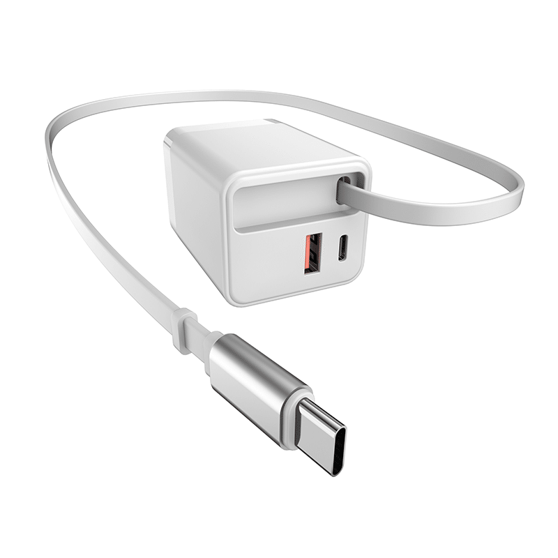 45W Wall Charger with Built-In Retractable USB-C Cable
