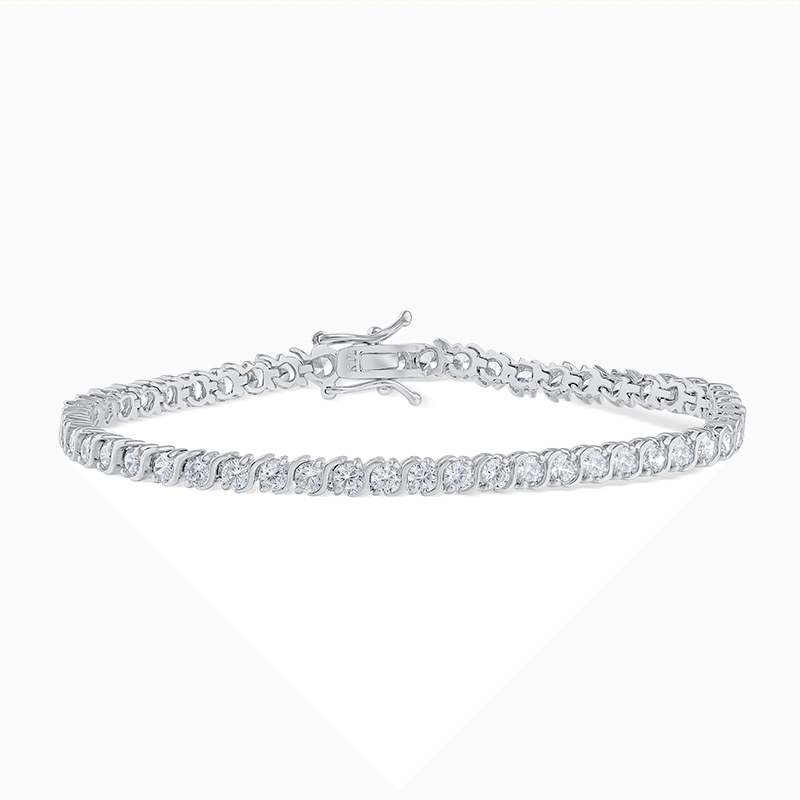 12 Cttw Round Cz "S" Setting Tennis Bracelet (Clear)