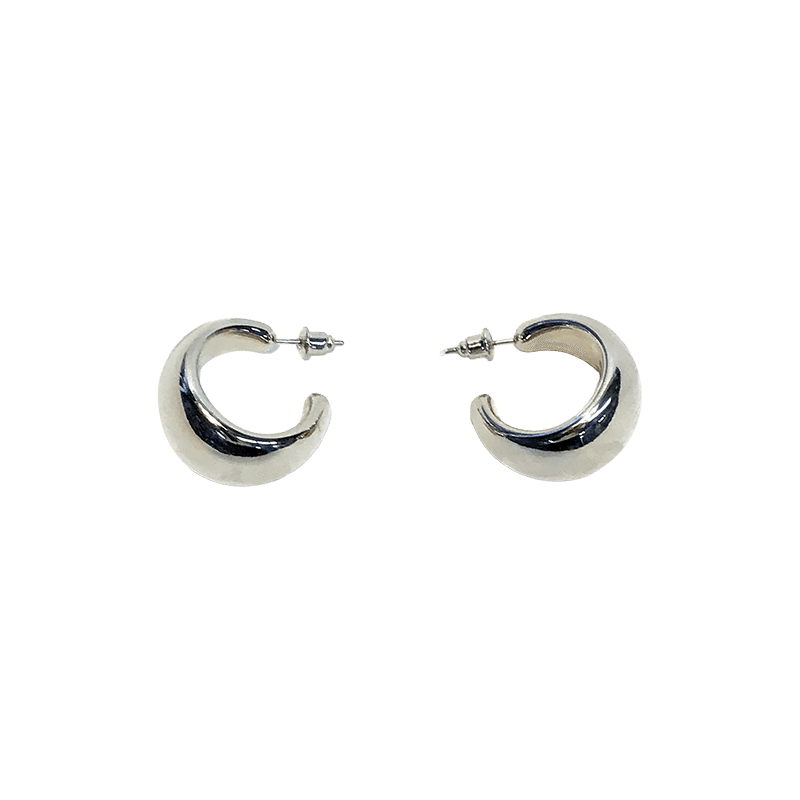 Picture of Hollow Crescent Hoop in Silver