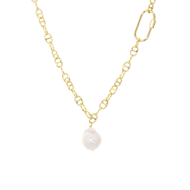 Pearl Pendant Chain Necklace (Gold)