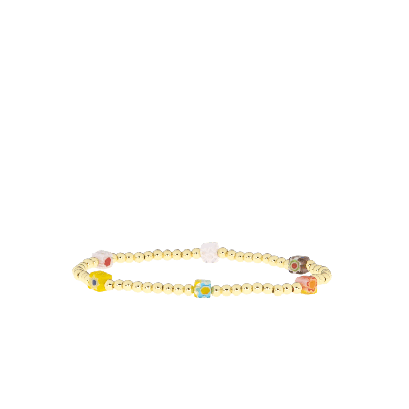 Flower Beaded Ball Bracelet