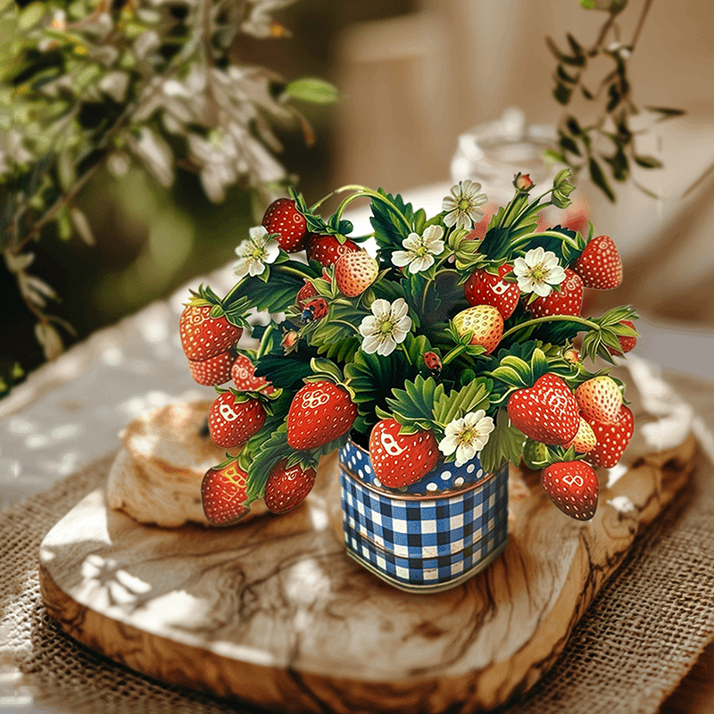3D Bouquet Greeting Card: Mini Strawberry Blossom