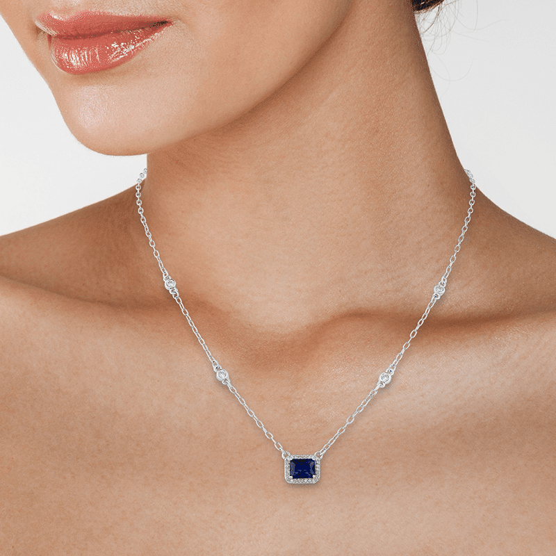 3 Cttw Emerald Cz Stations Necklace