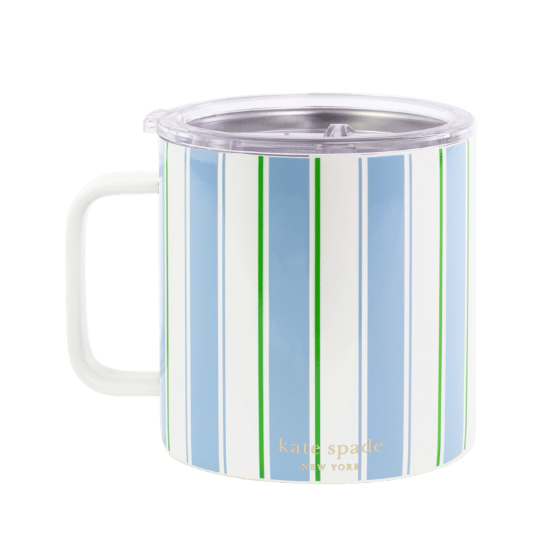 Stainless Steel Coffee Mug, Daisy Stripe