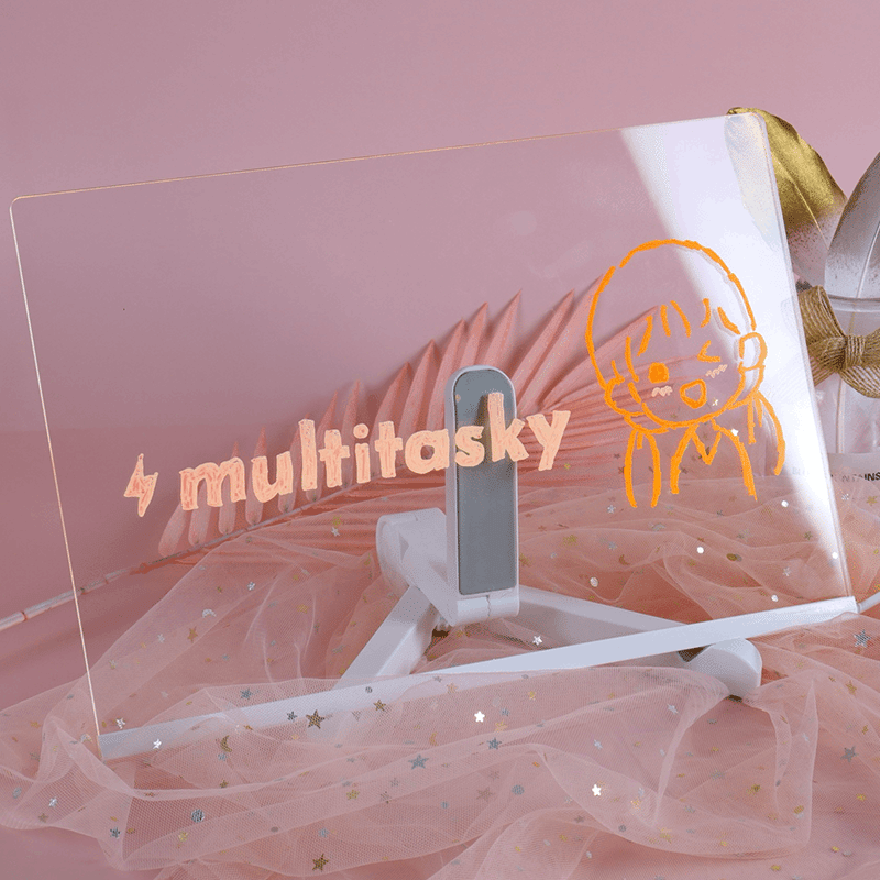 Glowing Acrylic Message Board with 7 Colored Markers