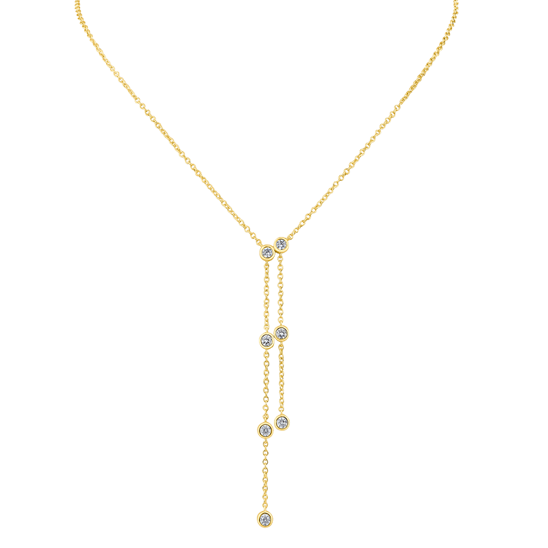 1 Cttw Bezel CZ Double Front Drop Necklace