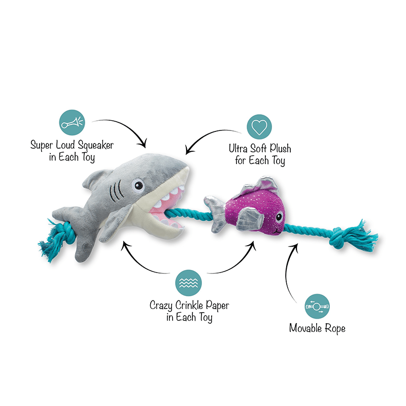 Shark Bait Plush Dog Toy