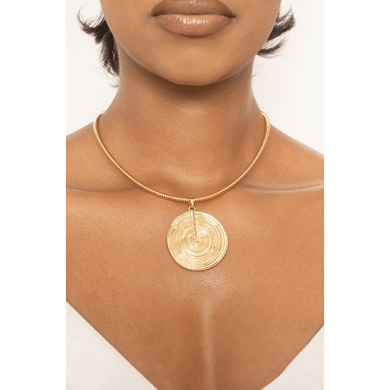 Statement Swirl Pendant 18k Gold Plated Choker