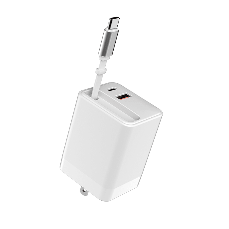45W Wall Charger with Built-In Retractable USB-C Cable