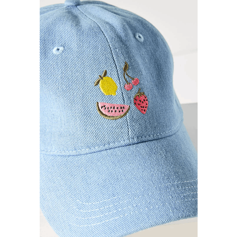 Summer Fruits Denim Hat (Indigo Blue)