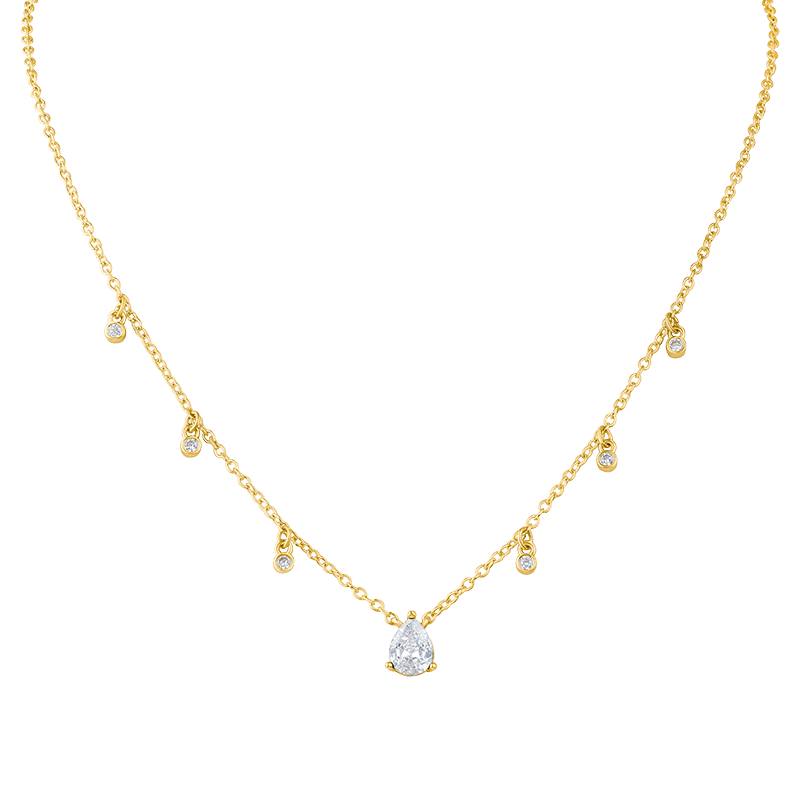 2 Cttw Round/Pear Cz Dangle Necklace
