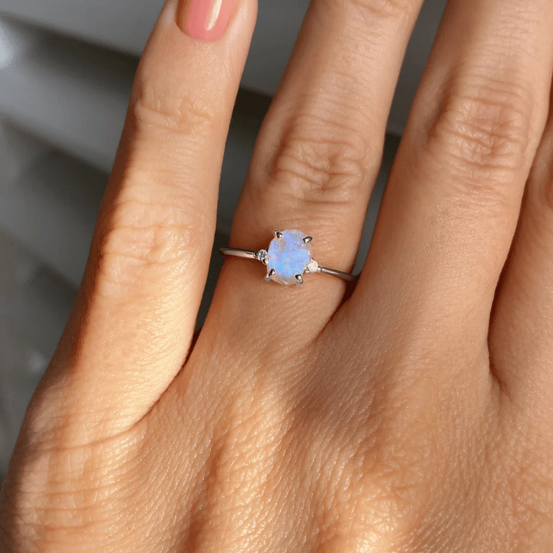 Petite Allure Raw Moonstone Ring