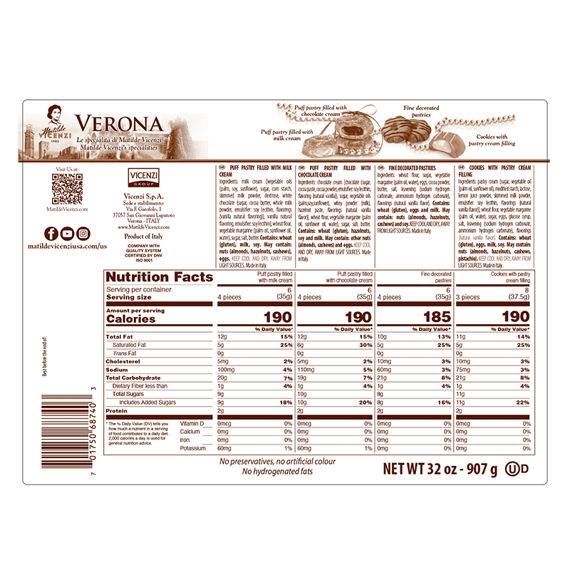 Verona Gift Tin - Assortment of Italian Pastries and Cookies