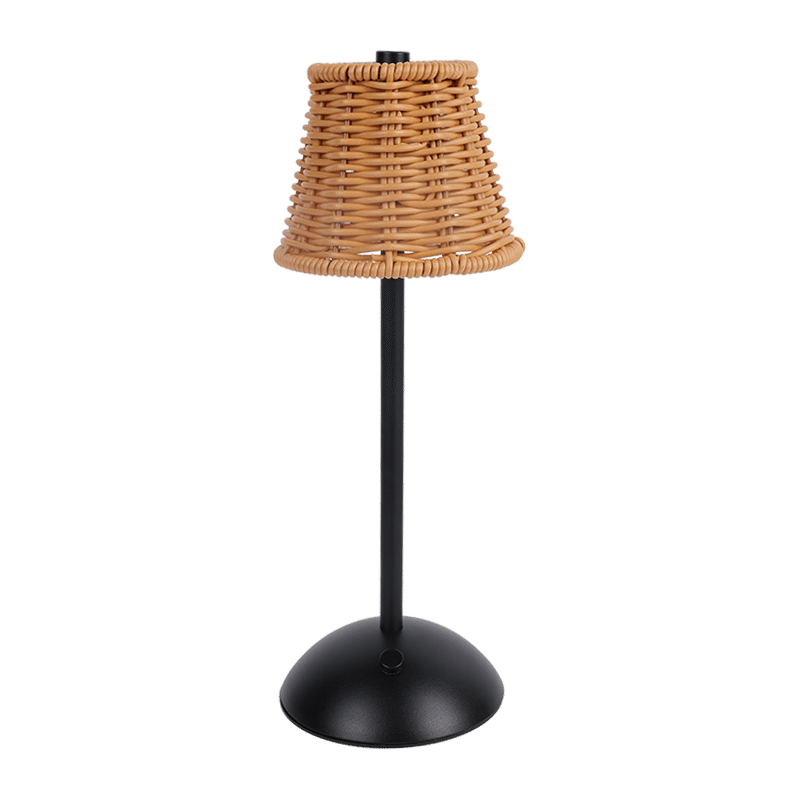 LED Lamp with Rattan Shade