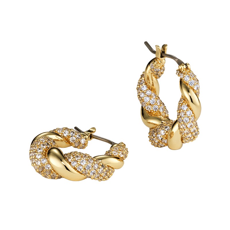 Twisted Hoop Earrings - Paris Pave