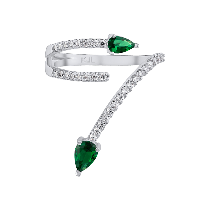 2 Cttw Pave/Pear Cz Dbl Wrap W/Tail Ring