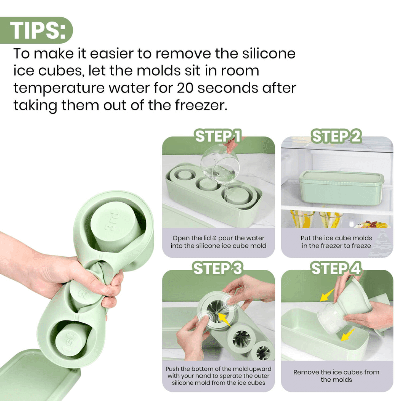 3 Section Silicone Tumbler Cylinder Ice Mold