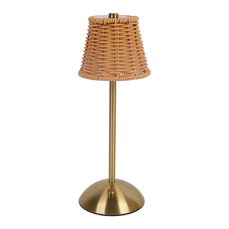LED Lamp with Rattan Shade