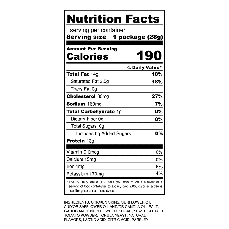 Chicken Skin Crisps 1oz (8 Pack)- Ranch