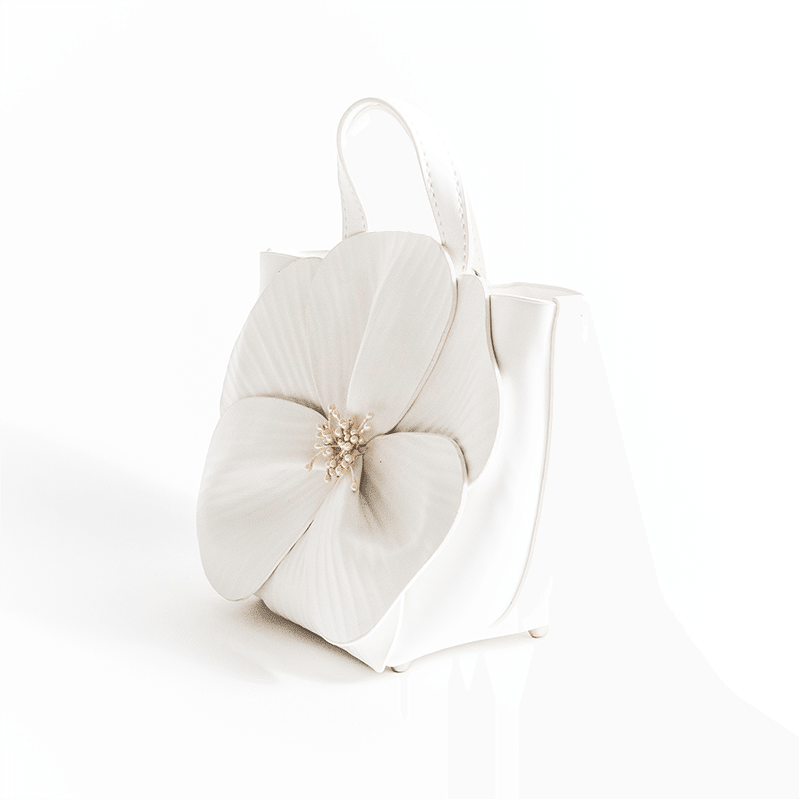 White Flower Mini Bag - Pearl White