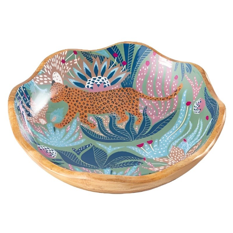 Mango wood enamel bowl- Large