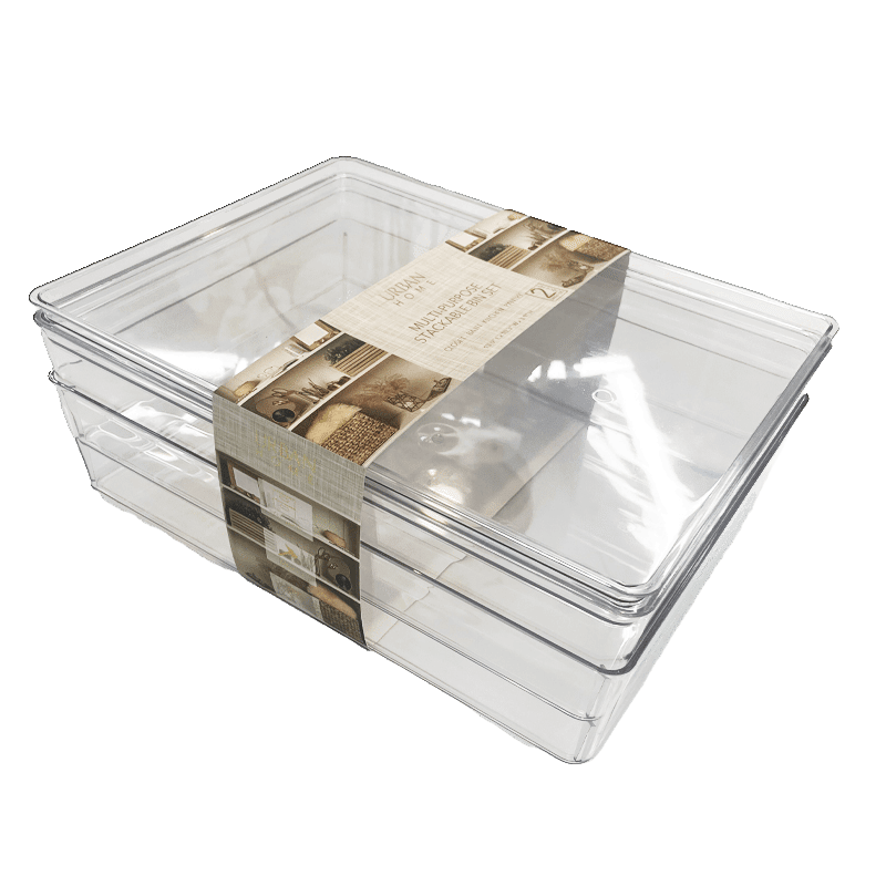 Multi Purpose Stackable Bin with Lids 2 Pack (Medium)