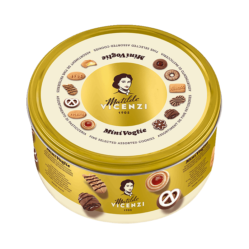 Minivoglie Butter Cookies Tin, Assortment of Traditional Italian Pastries