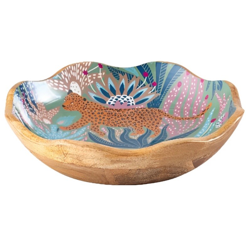 Mango wood enamel bowl- Large
