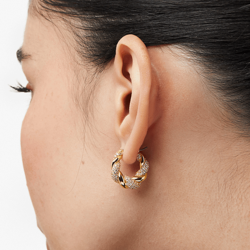 Twisted Hoop Earrings - Paris Pave