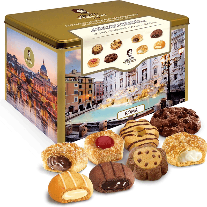 Roma Cookie Tin - Italian Pastries & Bakery Cookies in Individually Wrapped Trays